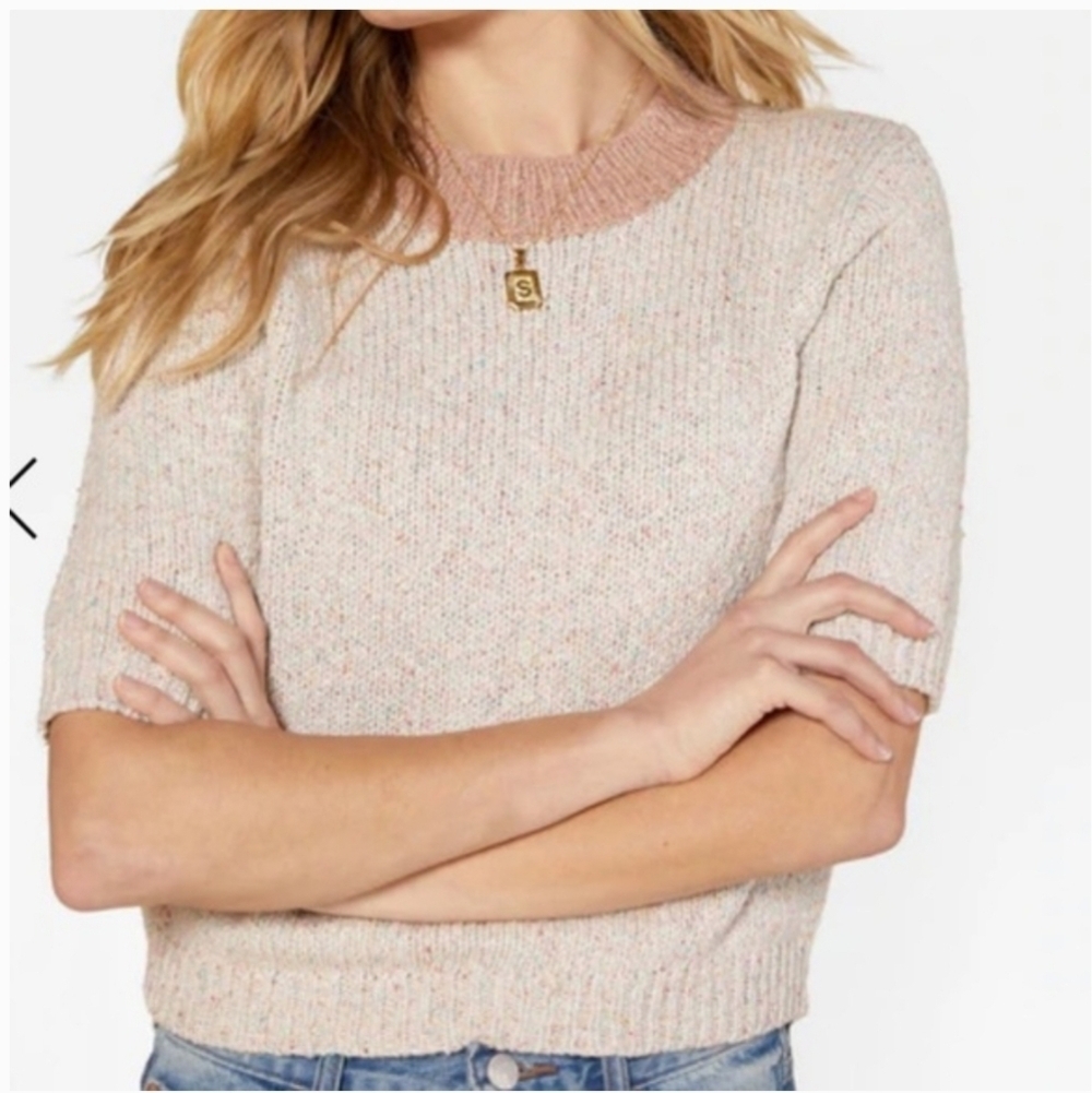 NWT Outerknown Sidney Sweater Small Short Sleeve Cotton Linen Silk
